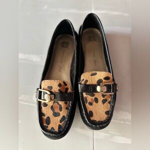 Anne Klein iflex Gruffin Leopard Calf Hair / Black Loafer Leather